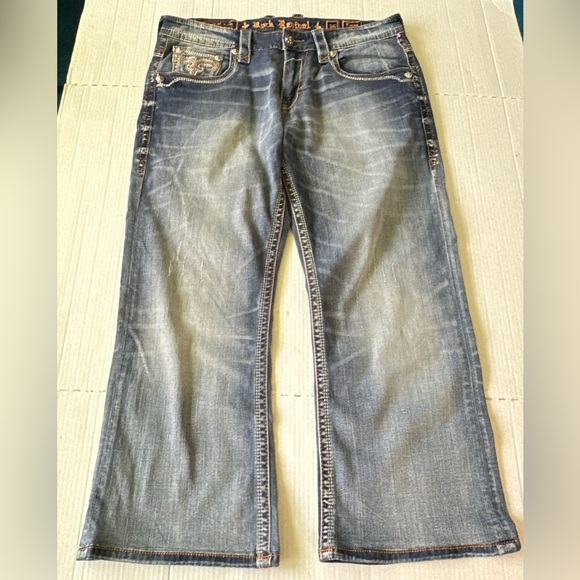 Rock Revival Denim - Rock‎ Revival Men’s Jean Denim Size 36 Kaejon Straight Medium Wash Logo